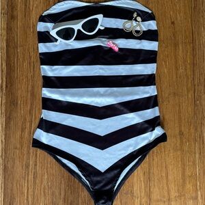 Women’s Barbie One Piece with Black and White Stripes